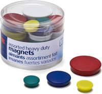 Officemate Assorted Heavy-Duty Magnets, Circles, Assorted Sizes & Colors, 30/Tub (92501)
