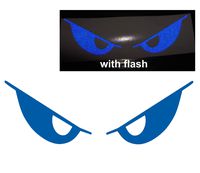 3M Blue Evil Eyes No Fear Decal Reflective Reflector Safety Devil Demon Sticker 6" Inches Wide Flash Night Vinyl Sport Motorbike Helmet Motorcycle Bike Racing Car Badge Sticker Door Window Tailgate Truck Trunk Side Rear Emblem Laptop Notebook