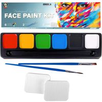 Face Paint Kit for Kids, Large Water Based Paints, Halloween Makeup Kit, Professional Face Paint Palette, Face Paints Safe for Sensitive Skin, Face Painting Book (6 Large Face Paint Colors Kit)