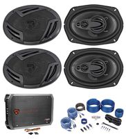 (4) Rockville RV69.4A 6x9" 2000w 4-Way Car Speakers+4-Channel Amplifier+Amp Kit