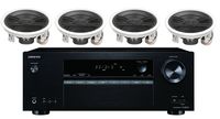 Onkyo 5.2 Channel Full 4K Bluetooth AV Home Theater Receiver + Yamaha 3-Way in-Wall/Ceiling Surround Sound Home Theater Speaker Package (Set of 4)