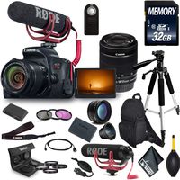 Canon EOS Rebel T7i DSLR Camera 18-55mm Lens, Microphone, Filters, Memory Card Advanced Video Kit