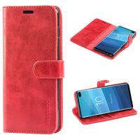 Mulbess Galaxy S10 Plus Protective Cover, Magnetic Closure RFID Blocking Luxury Flip Folio Leather Wallet Phone Case with Card Slots and Kickstand for Samsung Galaxy S10+ Plus, Wine Red