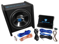 Rockville RV12.1C 600w 12" Loaded Car Subwoofer Enclosure+Mono Amplifier+Amp Kit