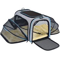 OMORC Pet Carrier Airline Approved, Expandable Foldable Soft-Sided Dog Carrier, Cat Carrier with 3 Open Doors, 2 Reflective Tapes, Pet Travel Bag Safe and Easy for Cats and Dogs