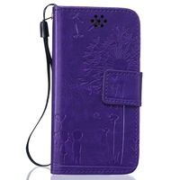IKASEFU Cute Pressed Dandelion Lover PU Leather Magnective Bookstyle Rope/Strap Wallet Flip Protective Case Cover with Stand Compatible with iPod Touch 5/6-Purple