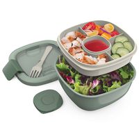 Bentgo Salad BPA-Free Lunch Container with Large 54-oz Bowl, 3-Compartment Bento-Style Tray for Salad Toppings and Snacks, 3-oz Sauce Container for Dressings, and Built-In Reusable Fork (Khaki Green)