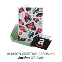 Amazon Premium Greeting Cards with Anytime Gift Cards, Pack of 3 (Pink & Green Floral Design)