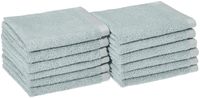 AmazonBasics Quick-Dry Bathroom Washcloth, 100% Cotton, Set of 12, Ice Blue