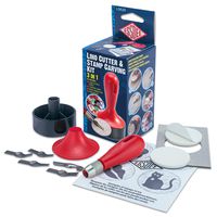 ESSDEE Block Printing Baren Tool Kit Includes 5 Lino Cutters, Lino Handle, 2 SoftCut Discs and Storage Unit || Used in Art, Craft and Carving Stamps || Made from UK