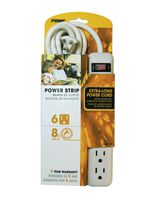 Prime Wire & Cable PB801115 6-Outlet Power Strip with 8-Feet Cord, White