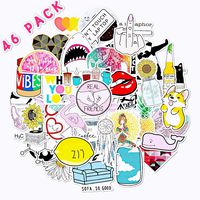 46 Pcs Stickers for Water Bottles Cute Stickers for Adults, Girls | Perfect for Waterbottle, Hard Hat, Laptop, Phone, Luggage, Car, Skateboard, Motorcycle, Hydro Flask Travel Vinyl Stickers Waterproof