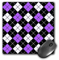 3dRose LLC 8 x 8 x 0.25 Inches Mouse Pad, Argyle Design Purple Black White (mp_20417_1)