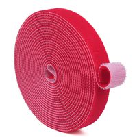 TNP Hook and Loop Tape Strap Cable Ties Fastener (Red) (15 Feet) - Sticky Self Adhesive Nylon Fabric Roll Wrap 0.75" Wide 5 Yards Reusable for Cutting Custom Length Cord Wire Fastening