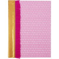 C.R. Gibson Pink and Purple Patterned Notebook Journal For Girls with Pink Fringe Spine, 6'' W x 8.5'' H, 224 Pages