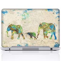 Meffort Inc 15 15.6 Inch Laptop Notebook Skin Sticker Cover Art Decal (Included 2 Wrist pad) - Family of Elephants