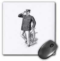 3dRose Image of Vintage Sailor Drawing with Ships Wheel Mouse Pad, 8" x 8" (mp_174593_1)