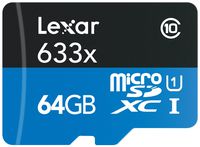 Lexar High-Performance microSDXC 633x 64GB UHS-I/U1 w/USB 3.0 Reader Flash Memory Card - LSDMI64GBB1NL633R