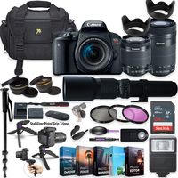 Canon EOS Rebel T7i DSLR Camera with 18-55mm Lens, Canon 55-250mm & 500mm Preset Lens + 5 Photo/Video Editing Software Package & Professional Accessory Kit