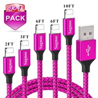 Phone Charger Cable with fast charging- Sagmoc USB Charging Cord Nylon Braided 【4+1Pack】10FT 2x6FT 3FT 2FT Compatible for XS/XS MAX/XR/X/8/8Plus/7/7Plus/6/6Plus/6s/6sPlus/5/5s/AIR/PRO and More (Black)