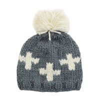 Miko Swiss Cross Hand Knit Hat (X-Small 3-12 Months, Gray)