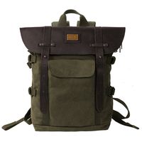 Leather Backpack for Men TOPWOLFS Canvas Backpack Vintage Rucksack fit 15.6" Laptop School Travel Bag