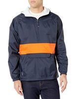 Charles River Apparel Wind & Water-Resistant Pullover Rain Jacket (Reg/Ext Sizes), Navy/Orange, XS