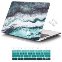 iCasso MacBook New Pro 13 Case 2017 and 2016 Release Hard Shell Cover for Newest MacBook Pro 13" Retina Model A1706/A1708 with/Without Touch Bar and Touch ID with Keyboard Cover-Mixed Green Marble