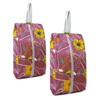 BeeGreen Purple Shoe Bags for Storage Traveling 2 Pack with Zipper Water-resistant Machine Washable Beautiful Flower Design Shoe Organizers Bags for Gym Sports