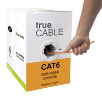 Cat6 Riser (CMR), 1000ft, Orange, 23AWG 4 Pair Solid Bare Copper, 550MHz, ETL Listed, Unshielded Twisted Pair (UTP), Bulk Ethernet Cable, trueCABLE