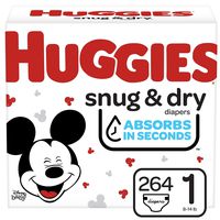 Huggies Snug & Dry Baby Diapers, Size 1, 264 Ct, One Month Supply
