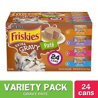Purina Friskies Pate Wet Cat Food Variety Pack, Extra Gravy Pate Chicken, Turkey, Salmon & Tuna - (24) 5.5 oz. Cans