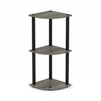 Furinno Turn-N-Tube 3-Tier Corner Display Rack Multipurpose Shelving Unit, French Oak Grey/Black
