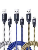 OKRAY Micro USB Charger, 3 Pack 6ft/1.8M Nylon Braided High Speed Data Charging Cable Charge Cord Compatible for Android, Samsung Galaxy S6/S7, Nexus, HTC, LG, Tablets and More (Black Blue Gold)