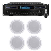 Technical Pro RX113 1500w Home Theater Amplifier Receiver+4 8" Ceiling Speakers