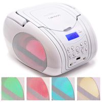 Lauson CP556 Boombox with Cd Player Mp3 | Portable Radio CD-Player Stereo with USB | Cd Player for Kids | LED Light | Headphone Jack (3.5mm) CD-Radio White