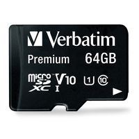 Verbatim 64GB Premium MicroSDXC Memory Card with Adapter, UHS-I V10 U1 Class 10