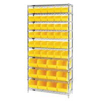12"D Shelf and Bin Unit 36"W x 74"H Shelf ; Bin Unit, 10 Shelves, 5.5" ; 8.25" Wide Bins, Yellow