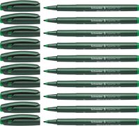 Schneider Topwriter 157 Fiber Tip Pen.8mm, Green Barrel, Green Ink, Box of 10 (115704