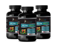Immune System Natural Products - Organic Greens Premium Complex - Garlic Supplement for Cholesterol - 3 Bottles 180 Tablets