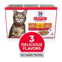 Hill's Science Diet Wet Cat Food, Adult, Minced Savory Recipe Variety Pack, 5oz Cans, 12 Pack