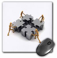 3dRose LLC 8 x 8 x 0.25 Inches Mouse Pad, Wooden Mannequins Pushing Puzzle Piece Pieces Together Team Work Teamwork Success Winner Business (mp_155102_1)
