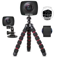 SHARPER IMAGE 360 Action Camera w/Wide Dual Lens, Record 960P Video & Photos for VR Virtual Reality, Handheld Mini Tripod and Car Dash Cam Mount, Smartphone & Micro SD Card Compatible