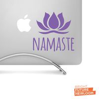 NAMASTE + Lotus Typography - 5" Wide LAVENDER Decal - For MacBook, Laptop, Tablet, and more!