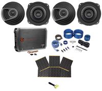 4 Polk Audio MM522 5.25 1200 Watt Car Audio Speakers+Amplifier+Amp Kit+Rockmat