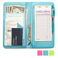 Mymazn Server Wallet for Waitress Book with Money Zipper Pocket Serving Pad for Waiter Book Organizer for Restaurants Fits Guest Check Presenter Order Pads (5 X 9, Sky blue)