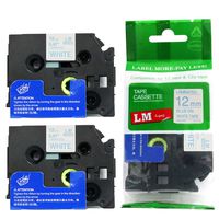 LM Tapes - 2/Pack Premium 1/2" Blue Print on White Label Compatible with P-Touch TZe-233 Tape TZ-233 and Comes with a Great Tape Color/Size Guide for Easy reordering.