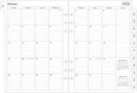 2020 Monthly Planner Refill, Two Page Per Month, January 2020 - December 2020, 5.6"x8.3", 6-Hole Punched