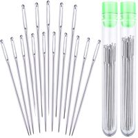 Large-eye Hand Sewing Needles 2.3 inches (60mm) 5 pcs and Big Eye Stitching Needles 2 inches (52mm) 10pcs in Storage Tube