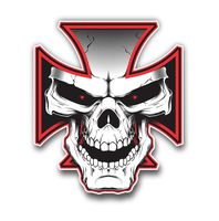 Maltese Cross Skull Car Sticker Biker Motorcycle Bicycle Skateboard Laptop Luggage Decals Bumper Stickers Waterproof